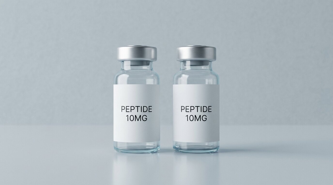 BPC-157 and WOLVERINE recovery research peptide vials on black